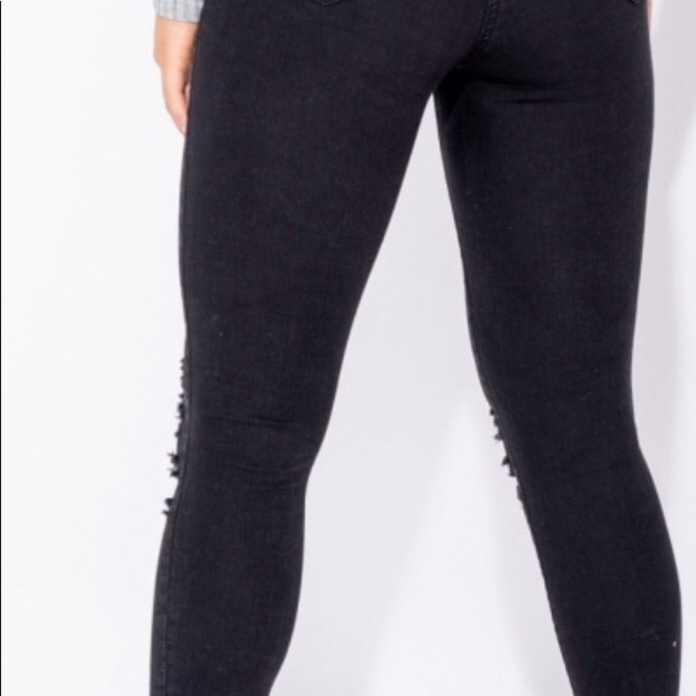 Distressed Mid Rise Skinny Jeans - Picture 4 of 6